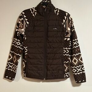 Ralph Lauren L-RL Lauren Active Aztec Print Fleece Jacket Women’s Medium Brown